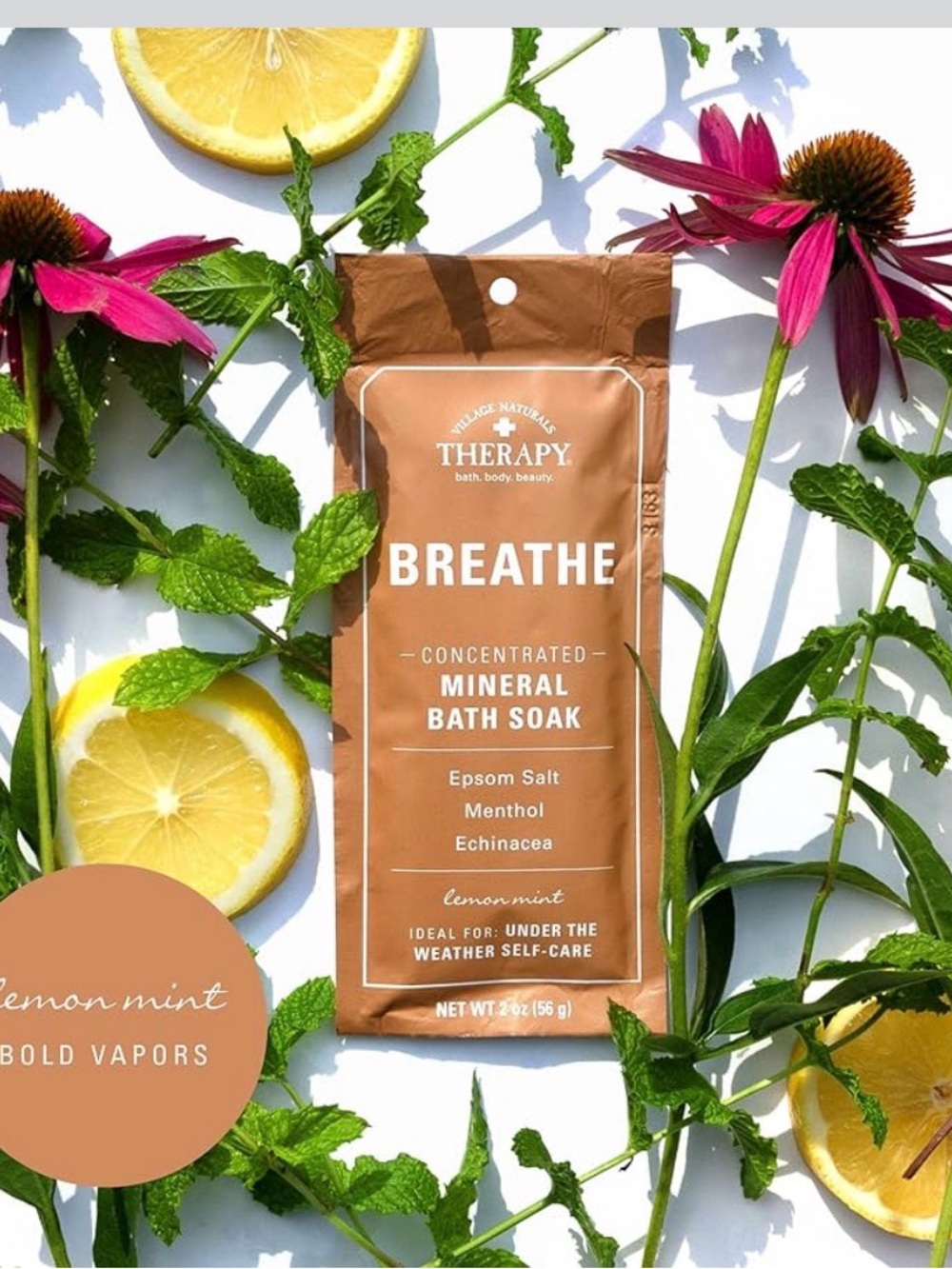therapy Breathe Lemon Mint Mineral Bath Soak - Brown & Yellow Accents-2 For $15